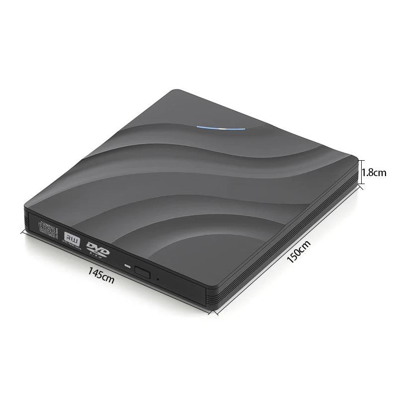 7 in 1 External Optical Drive DVD RW Burner with USB Type C Flash Drive & Card Reader for Laptop