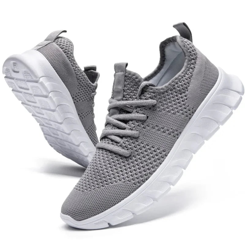 DZNAN PT053 Men Athletic Sneakers Black Loafers Casual Sports Knit Sneakers Breathable Athletic Running Walking Gym Shoe