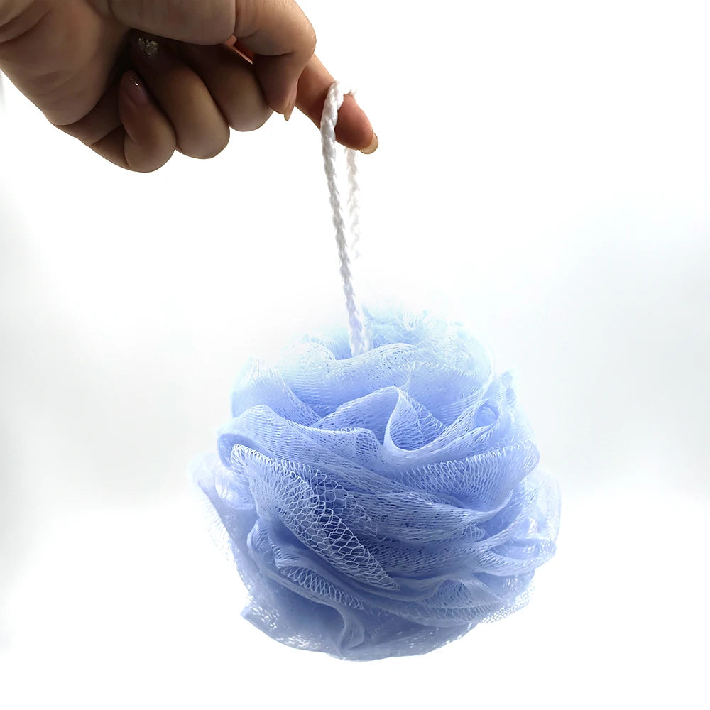 50g PE Shower Bath Sponge Mesh Pouf Body Scrubber Exfoliating Loofah Ball for Women Men Spa Skin Cleaning Hanging Rope
