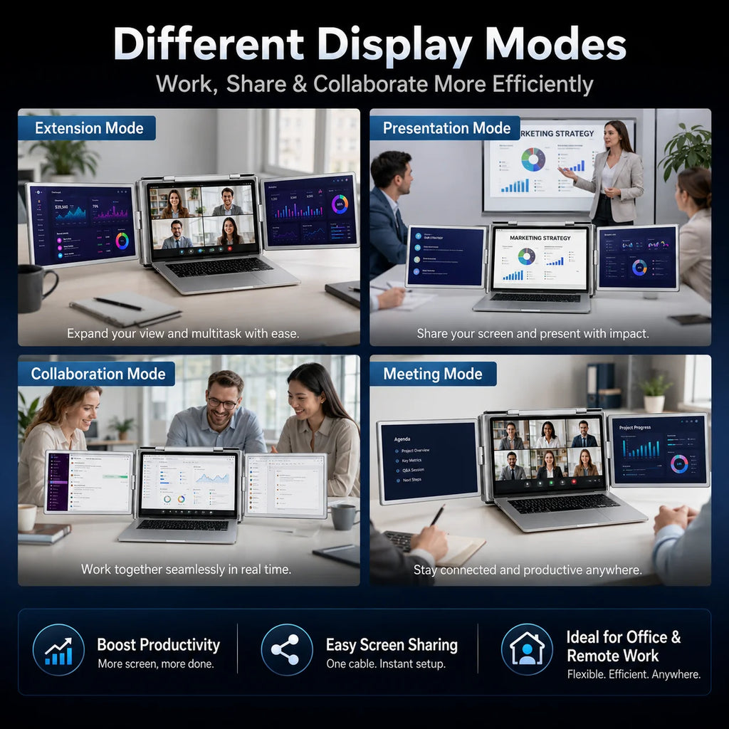 14 Inch Laptop Screen Extender Triple Display 1920x1200 16:10 IPS 100% sRGB Portable Monitor Extender