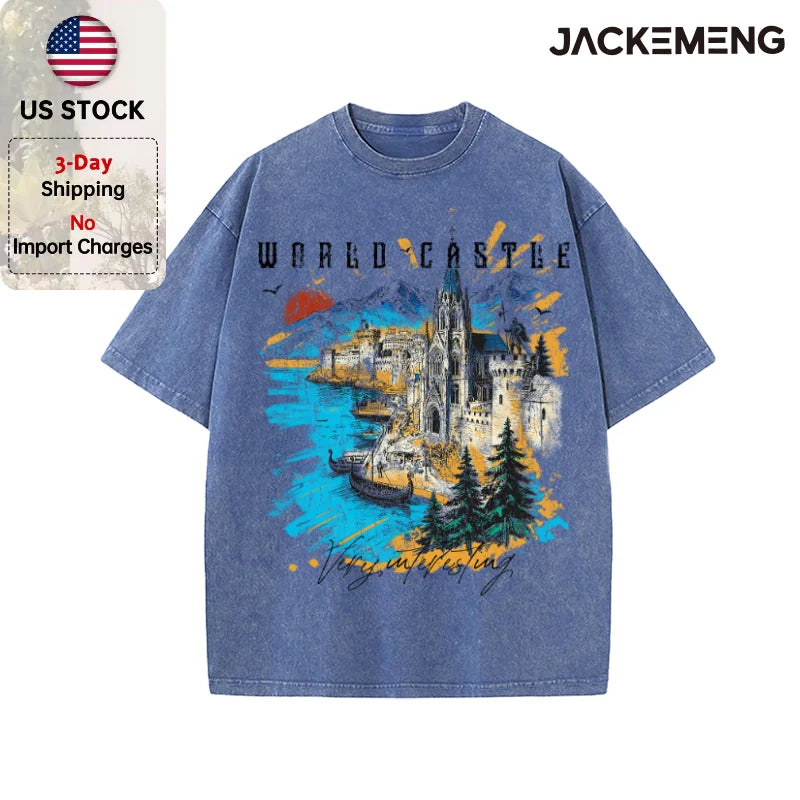 Oversized Vintage Retro Scenic Streetwear Print Tshirt USA Stock Wholesale Y2K Casual Tee