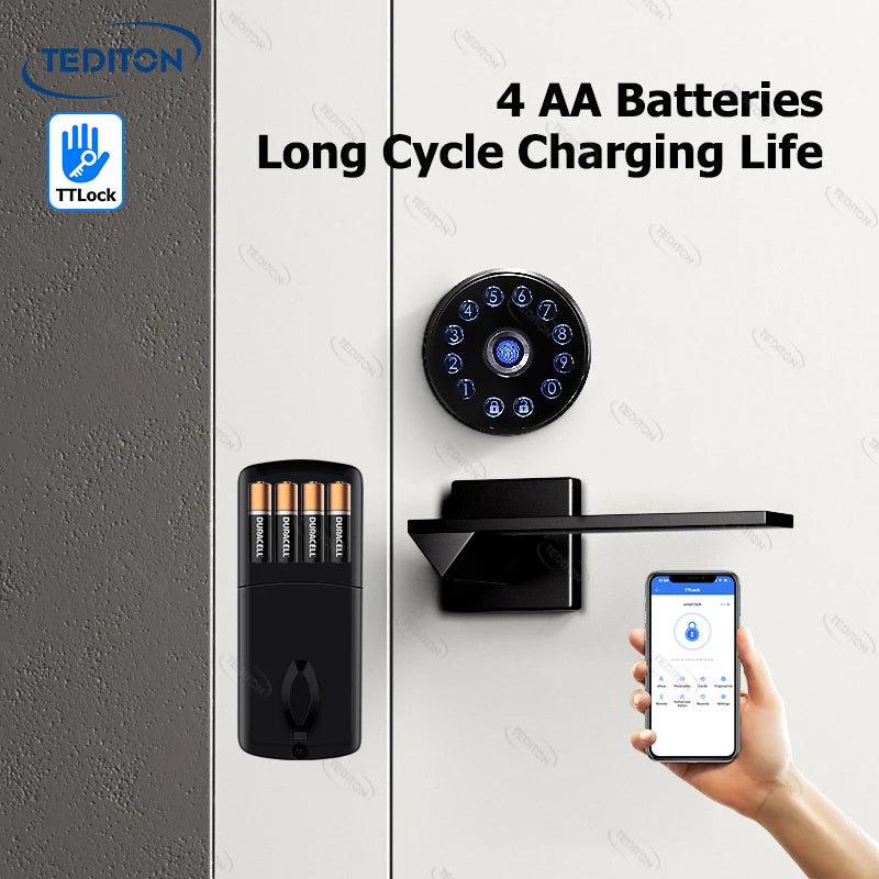 Tediton Smart Lock TTLock New Design Serrure Intelligent Deadbolt Fingerprint Door Lock