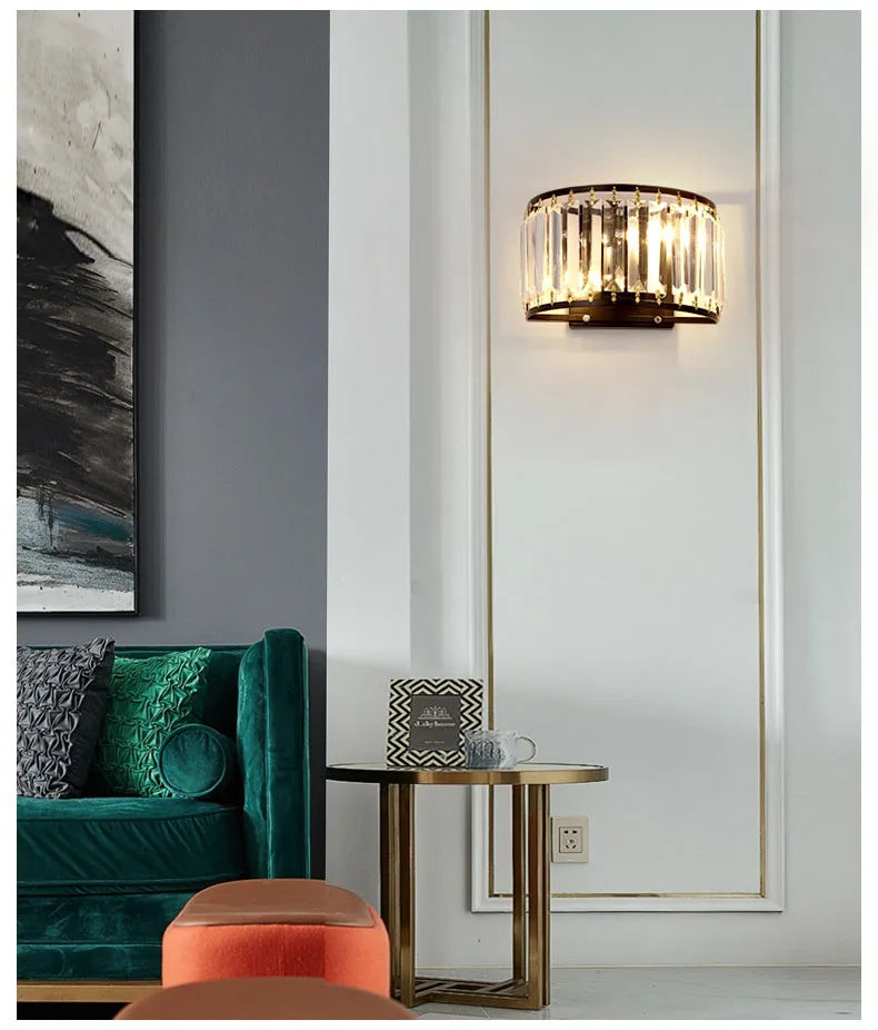 Modern Light Luxury Crystal Wall Lamp Bedroom Bedside Simple Atmosphere Living Room Background Minimalist Room Lighting
