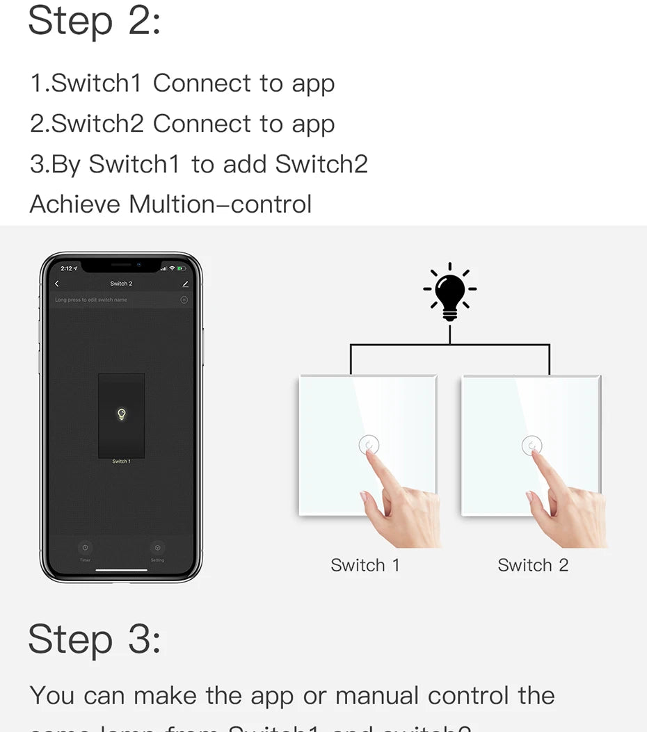 BSEED WIFI Wall Light Switches Glass Panel Parts White Smart Touch Switches Function Parts EU Sockets Power Outlet Parts