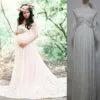 Top Sales Off Shoulder Tulle Elegant Slim Fit Gown Baby Shower Photography Maxi Maternity Dress Photoshoot DGPD-001