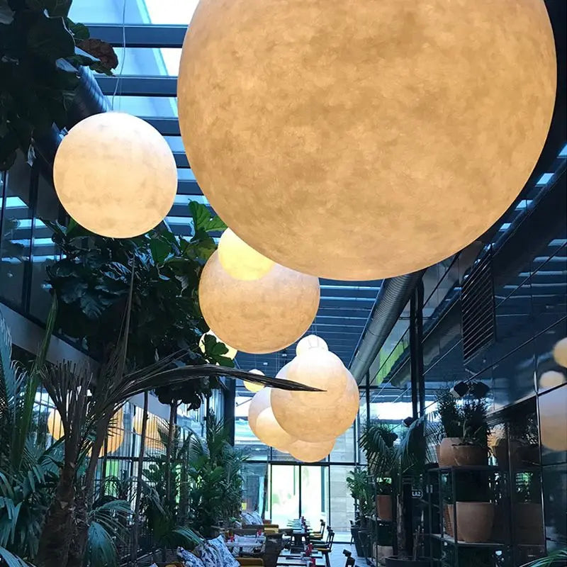 Nordic Internet-famous Chandelier Bar Atmosphere Light for Living Room Planet Moon Hanging Chandelier Middle LED Iron 2-Year