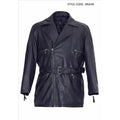 2026 Newly Arrival Men's Full Grain Leather Black Moto Jacket With Belt Zipper Closure Turn-Down Collar Regular Fit Autumn Style