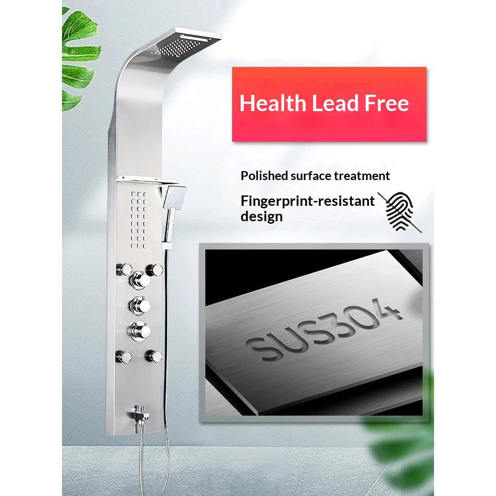 304 Stainless Steel Chrome Shower Screen Smart Constant Temperature Rainfall Shower Set Wall-Mounted Shower Head Bathing Device