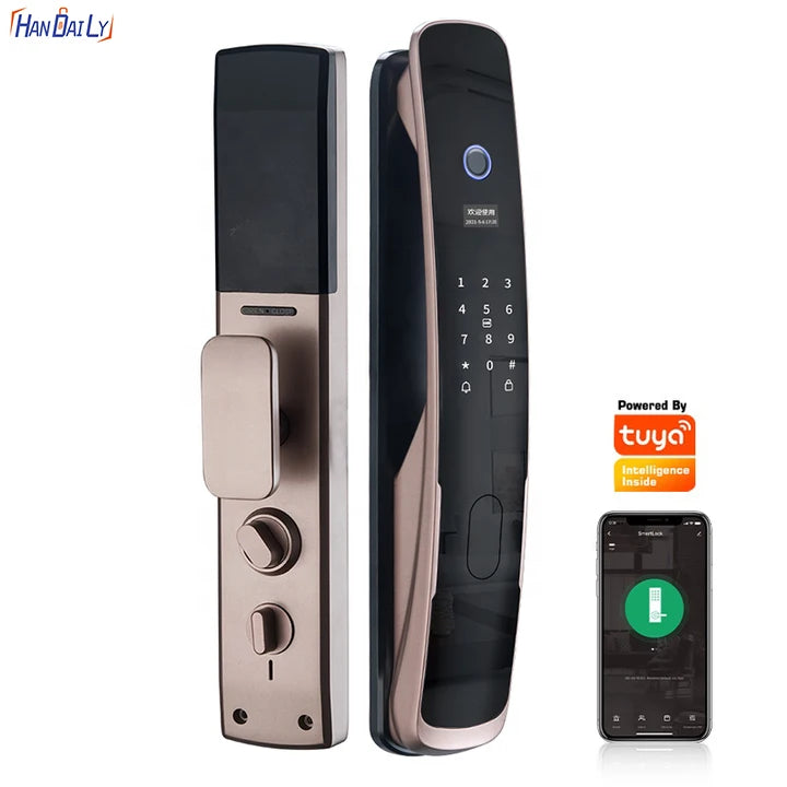Handaily Security Wifi Tuya App Temporary Password RFID Card  Electronic Digital Fingerprint Smart Door Lock