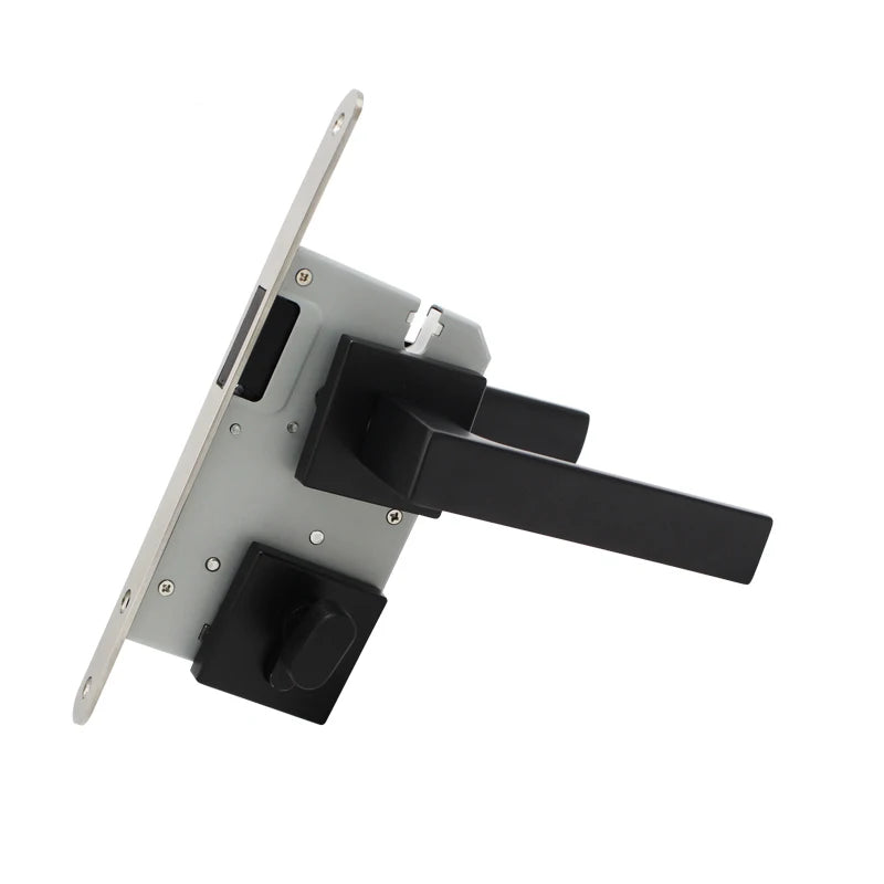 Interior Door Square Tubular Black Handle Lock Modern Wooden Door Pull Silent Lock Zinc Alloy Magnetic Function Door Lock Set