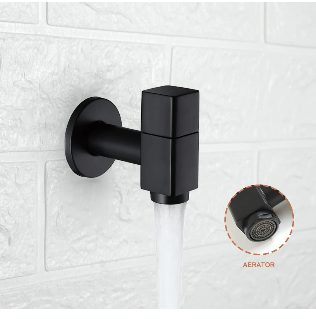 Washing Machine Faucet Tap Outdoor Garden Mop Pool Wash Faucets Bathroom Square Wall Mounted Solid Brass Sink Cold Water Tap