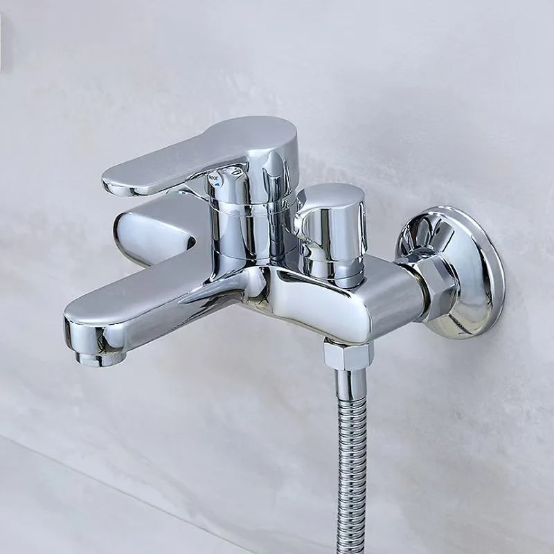 Smart Series Contemporary Single-Handle Polished Chrome Rain Spray Ceramic Bathroom Faucet Copper Bathtub Shower Mixer Modern