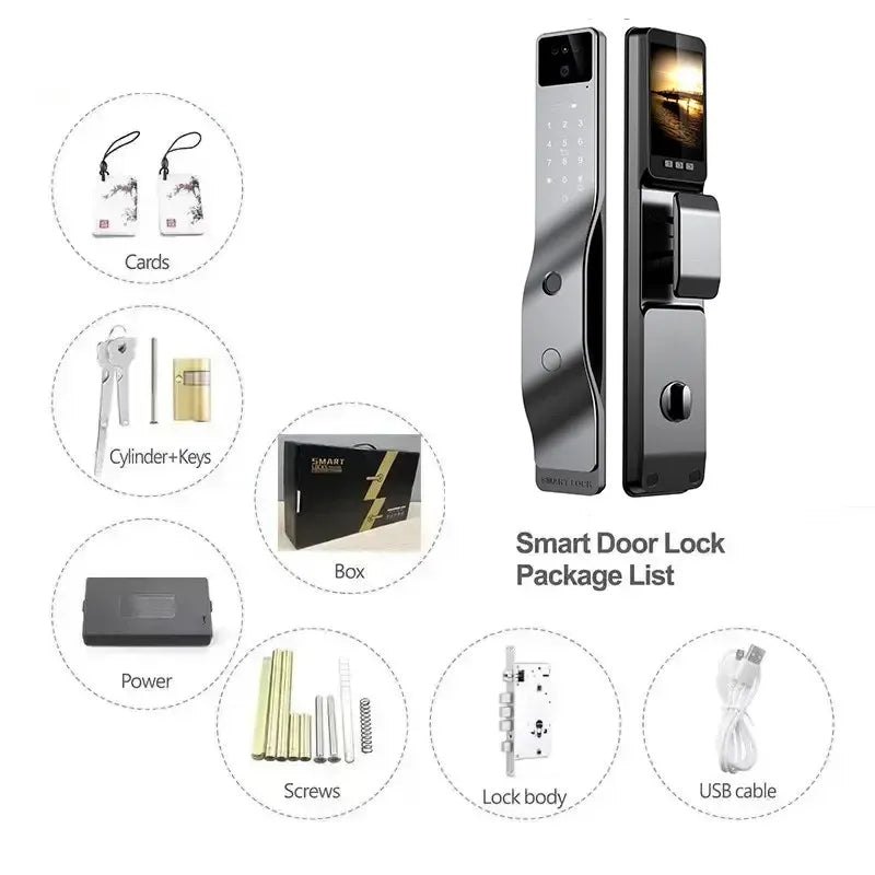 Tuya Smart Locks Full Automatic Smart Fingerprint Door Lock with Surveillance Camera