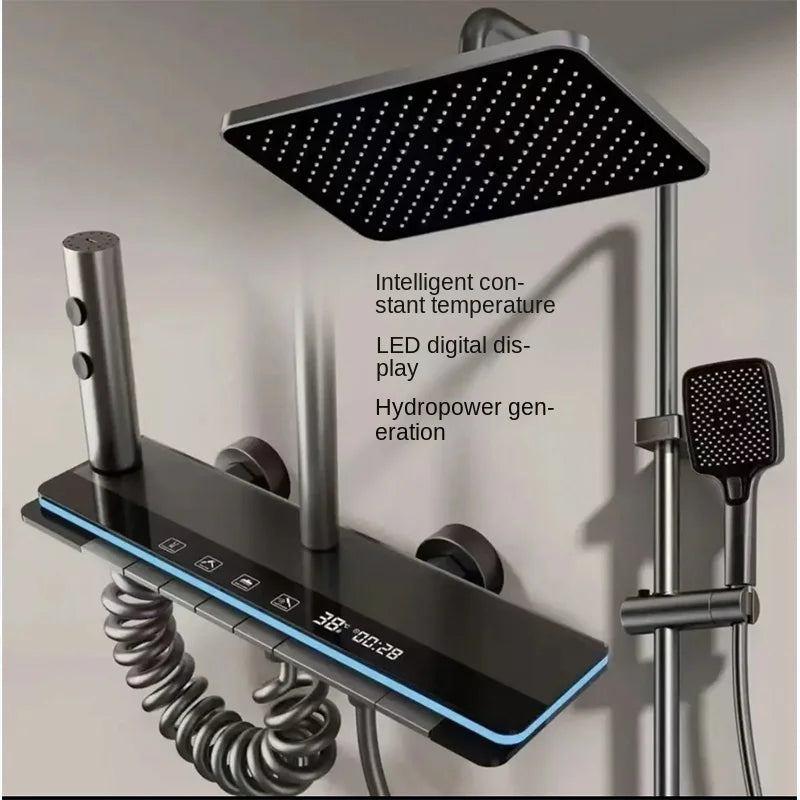 Shower System Single-Handle Ceramic Valve Rain Shower Faucet Soft Gun Grey Polished Multifunctional Pressurized Metered Faucets