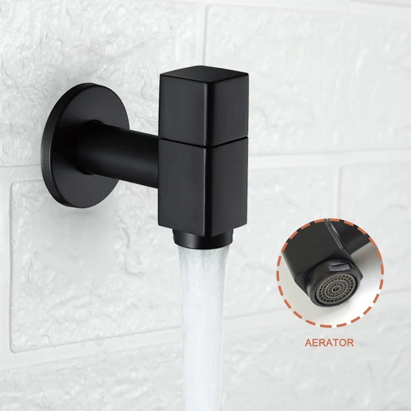 Washing Machine Faucet Tap Outdoor Garden Mop Pool Wash Faucets Bathroom Square Wall Mounted Solid Brass Sink Cold Water Tap