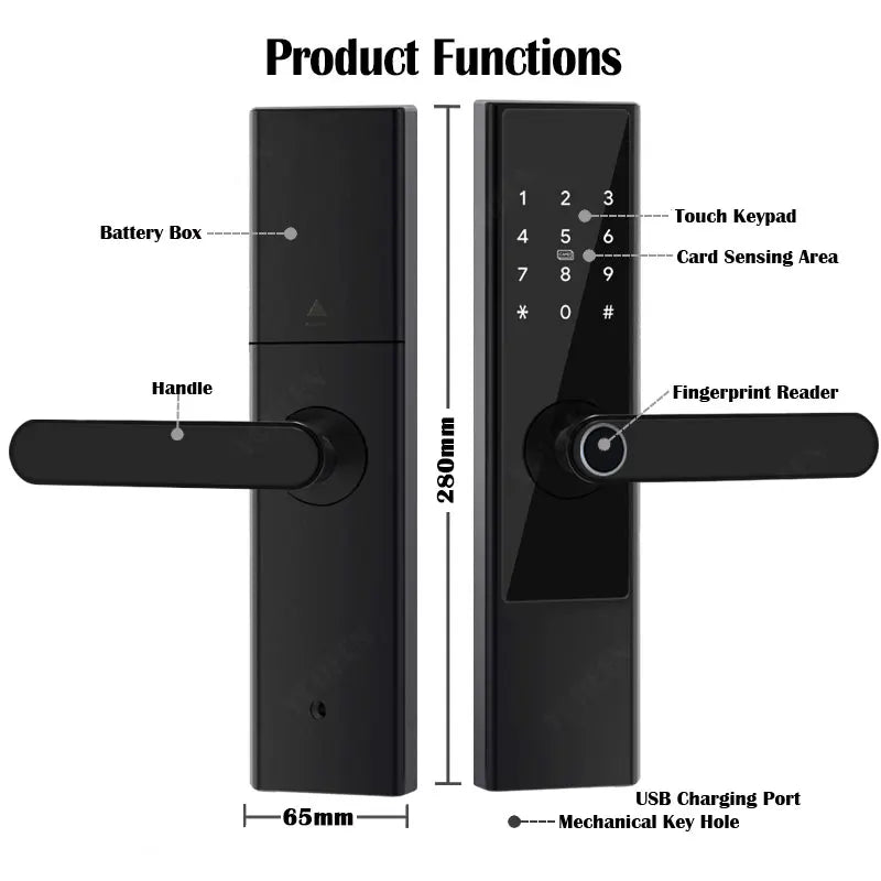 TTlock Ble App Digital Electronic Lock Fingerprint Password Smart Lock Safe Home Card Nfc Keyless Wooden Intelligent Door Lock