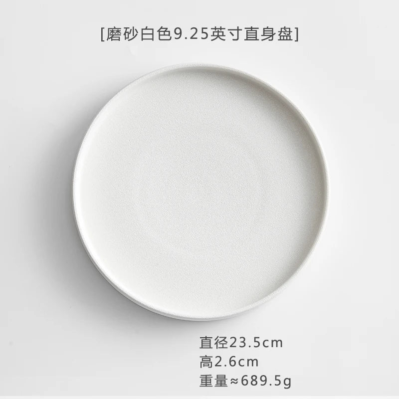 11 Inch Dinner Plate Black and White Ceramic Western Steak Ramen Plate Home Round Fruit Dessert Snack Plate Restaurant Tableware