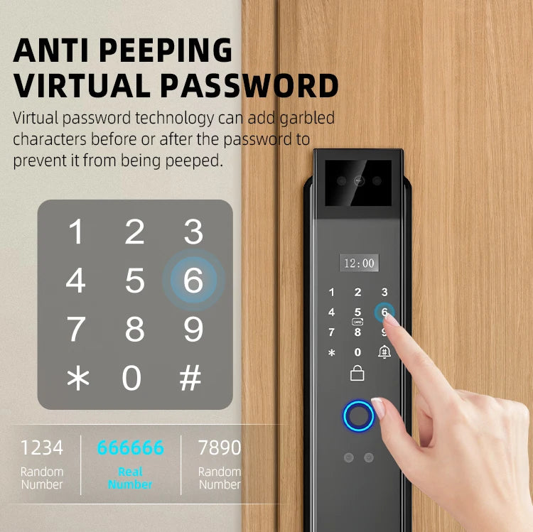 Home Electronic Keyless Digital Biometric Fingerprint Security Door Lock Smart Tuya 3D Face Recognition Smart Door