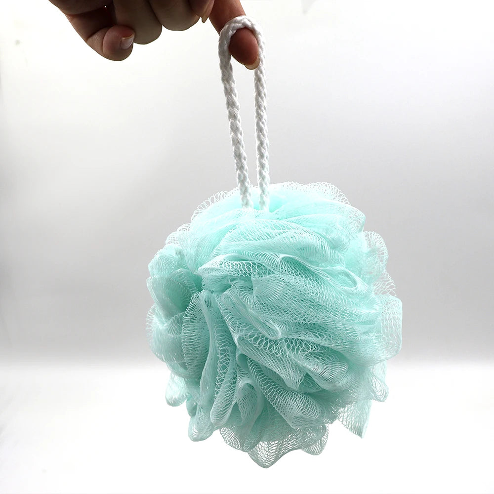 50g PE Shower Bath Sponge Mesh Pouf Body Scrubber Exfoliating Loofah Ball for Women Men Spa Skin Cleaning Hanging Rope