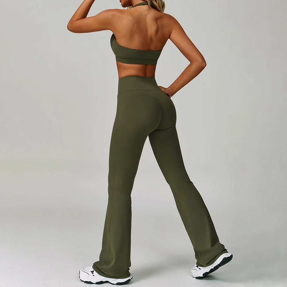 New Fashion Yoga Bra and Gym Leggings Shorts Set Custom logo Workout Flare Leggings Shorts Set for Women