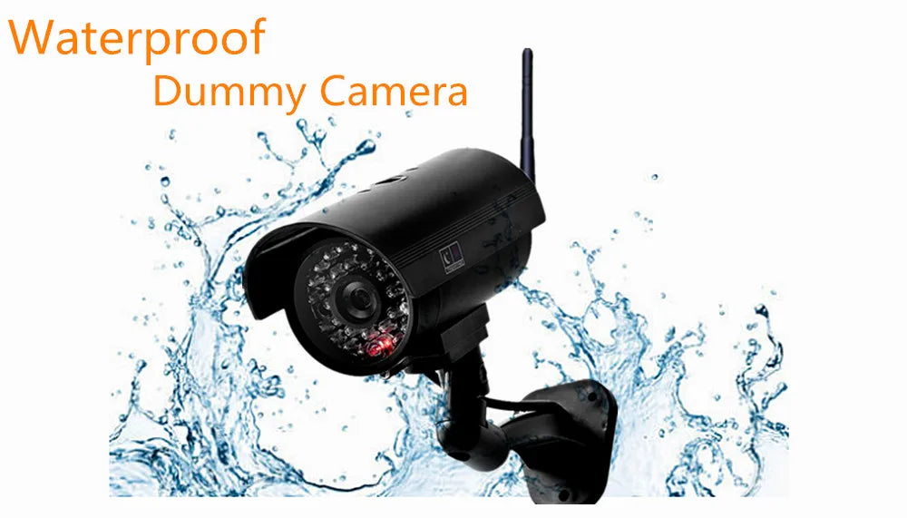 Dummy camera cctv video surveillance cameras w/ wifi antenna infared IR LED flashing battery powered security fake camera