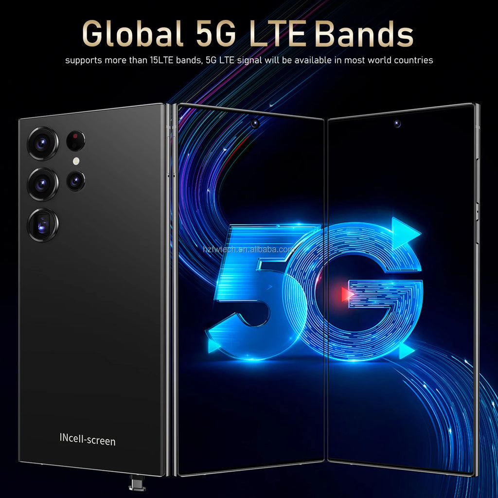 Hot Selling S24 ULTRA 5G Smartphone 7.3 Inch Full Display 48MP+108MP Deca Core Android 14 MTK Processor LTE Mobile Phones