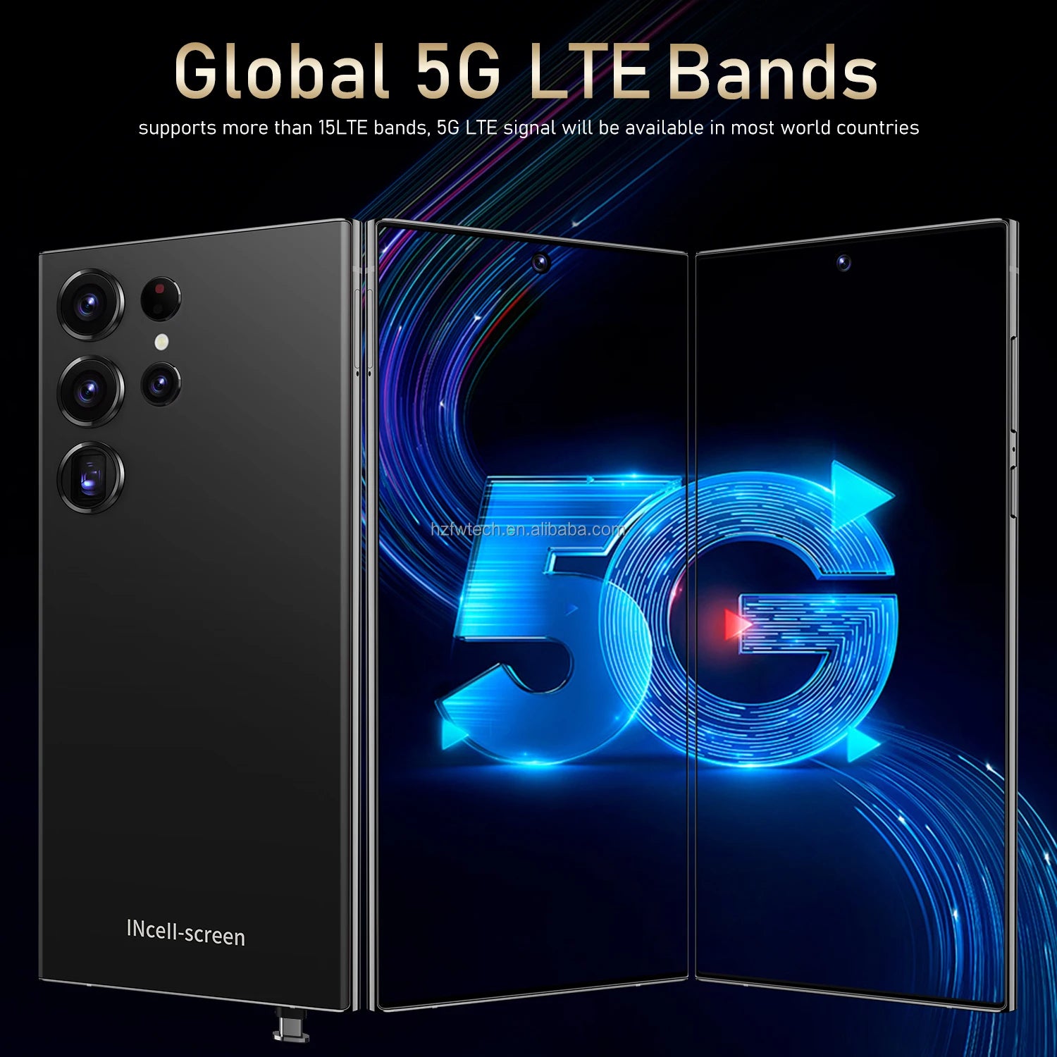 Hot Selling S24 ULTRA 5G Smartphone 7.3 Inch Full Display 48MP+108MP Deca Core Android 14 MTK Processor LTE Mobile Phones