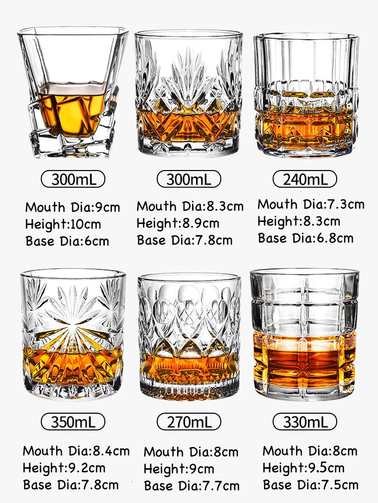 4PCS Fashion Whiskey Glasses, Scotch Whisky, Bourbon, Cocktails, RUM, Durable Whiskey Glasses