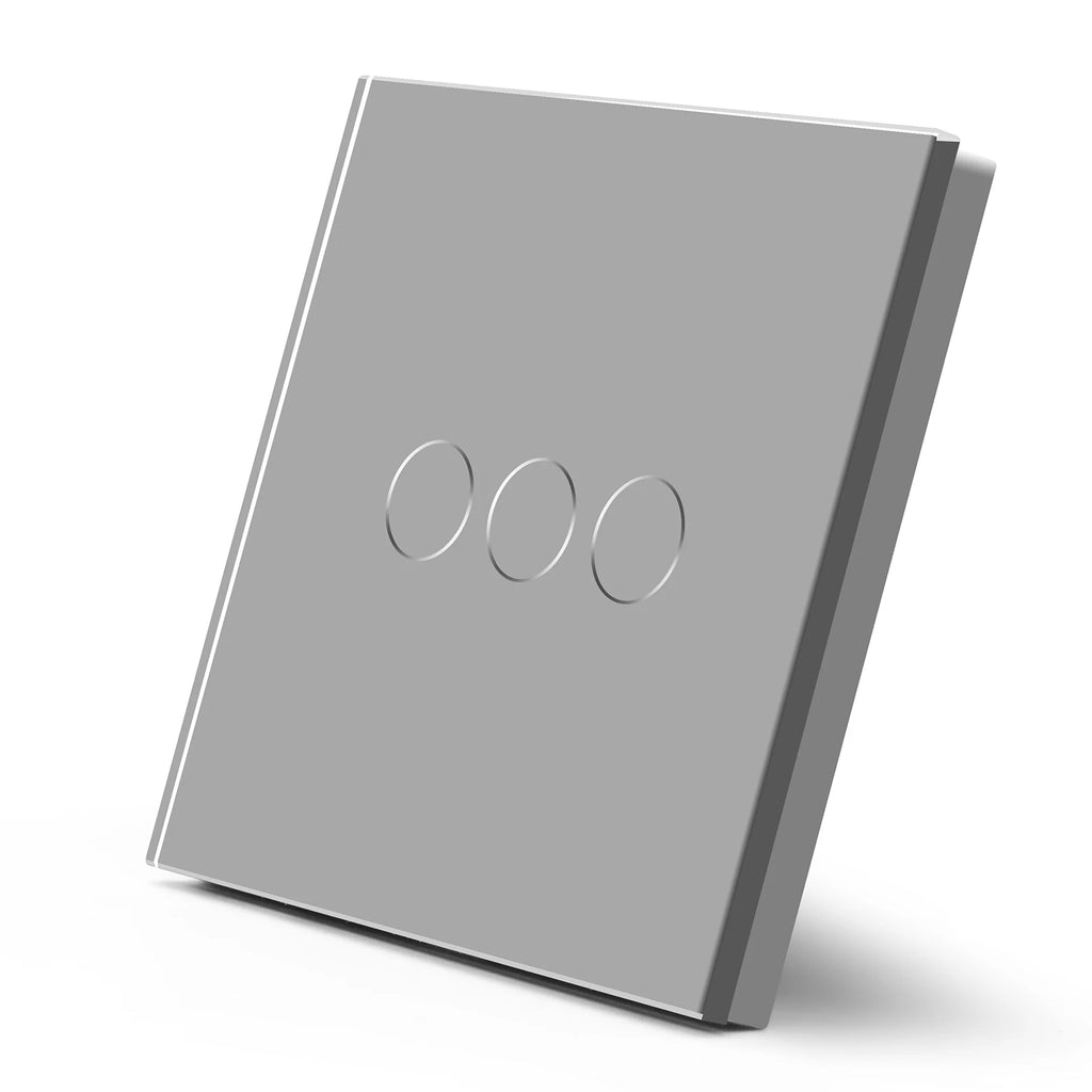 BSEED EU Standard Crystal Glass Panel 86mm For Touch Switches 1/2/3Gang With Metal Frame Wall Light Switch Function Part Only