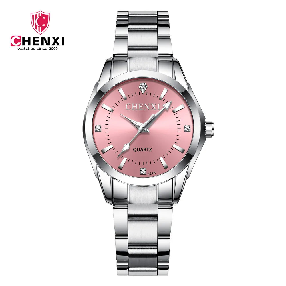 CHENXI Brand Couple Watch Luxury Women's Casual Watches Waterproof Watch Women Fashion Dress Rhinestone WristWatch CX021B