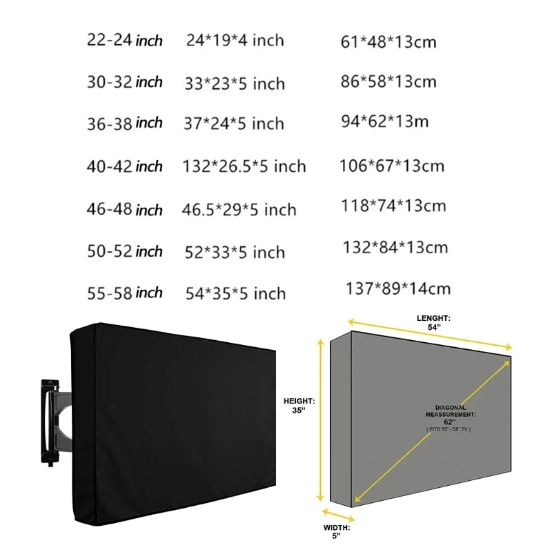 Weatherproof Dust-proof Outdoor TV Cover Beige 32" 36" 40" 46" 50" 55" 60" 65" Protect TV Screen Garden Patio Outdoor TV Cover