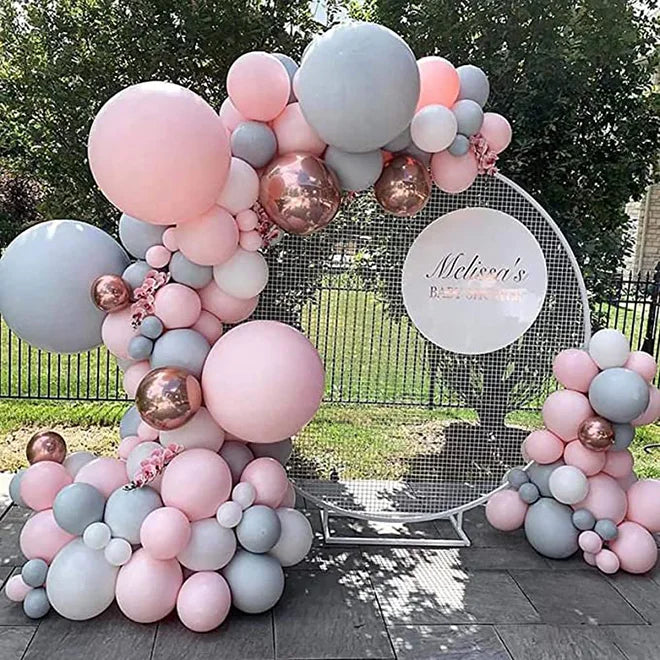 NEW Round Metal Wedding Arch With Mesh Circle Balloon Arch Stand for Outdoor Party Backdrop Decoration Graduation Baby Shower