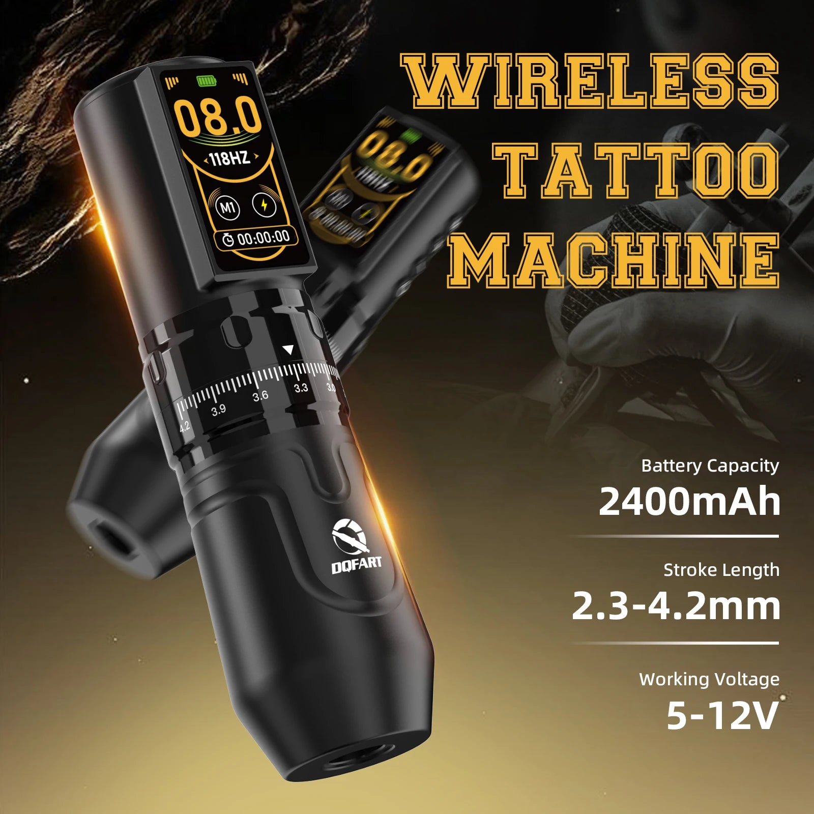 Wireless Tattoo Machine Kit, 1.47" Color Screen, Adjustable Tattoo Pen Kit, Exclusive for Tattoo Studios, Customizable Logo.