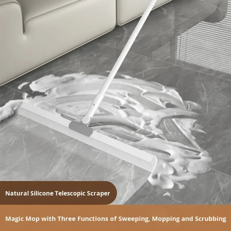 Multifunction Magic Cleaning Broom Silicone Floor Squeegee Long Handle Rubber Sweeper Air Broom for Window Glass Shower Pet Hair