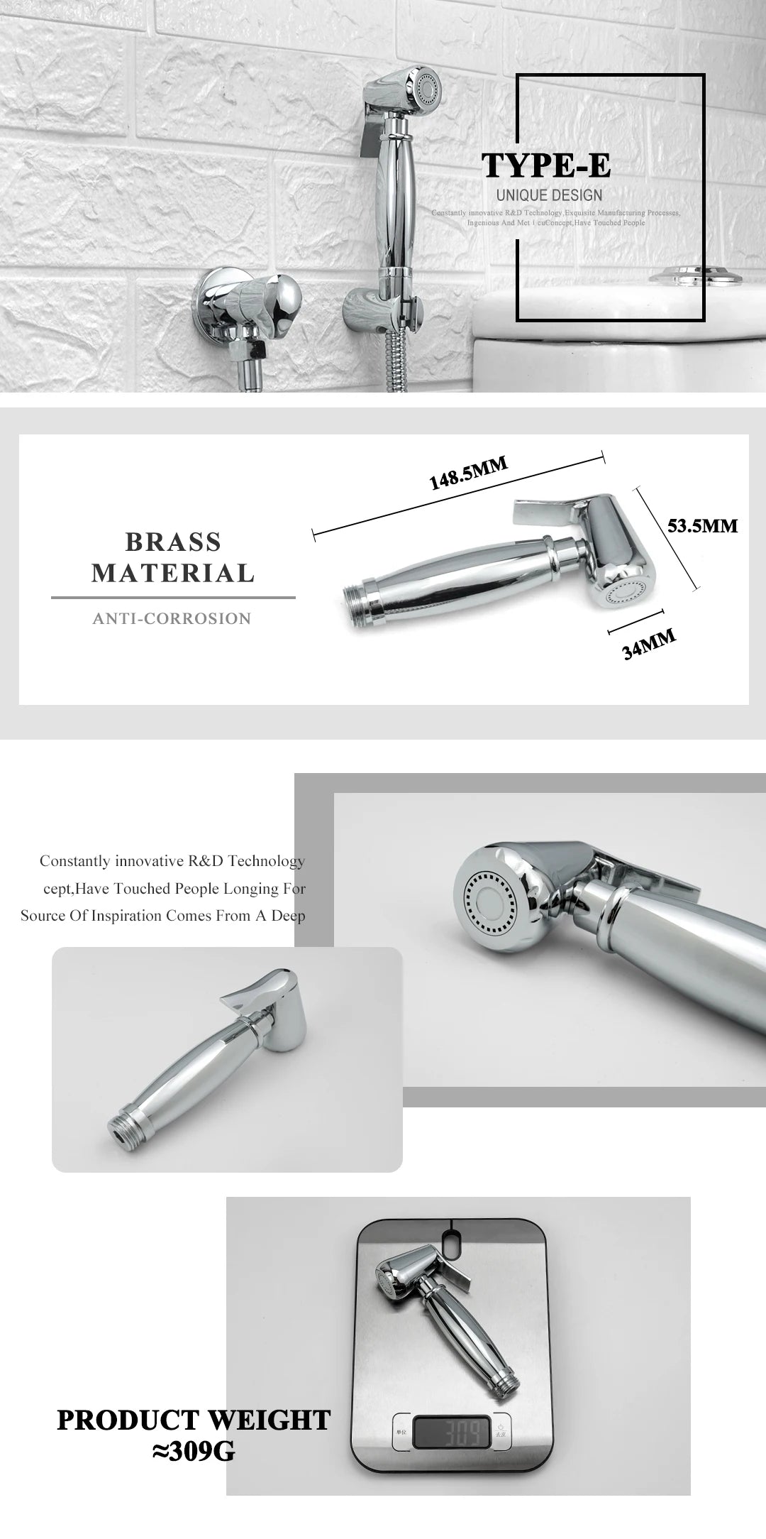 Shower Douche Toilet Bidet Sprayer Kit Chrome Polished Brass Bathroom Wall Mount Single Cold Valve Handheld Bidet Shattaf Set