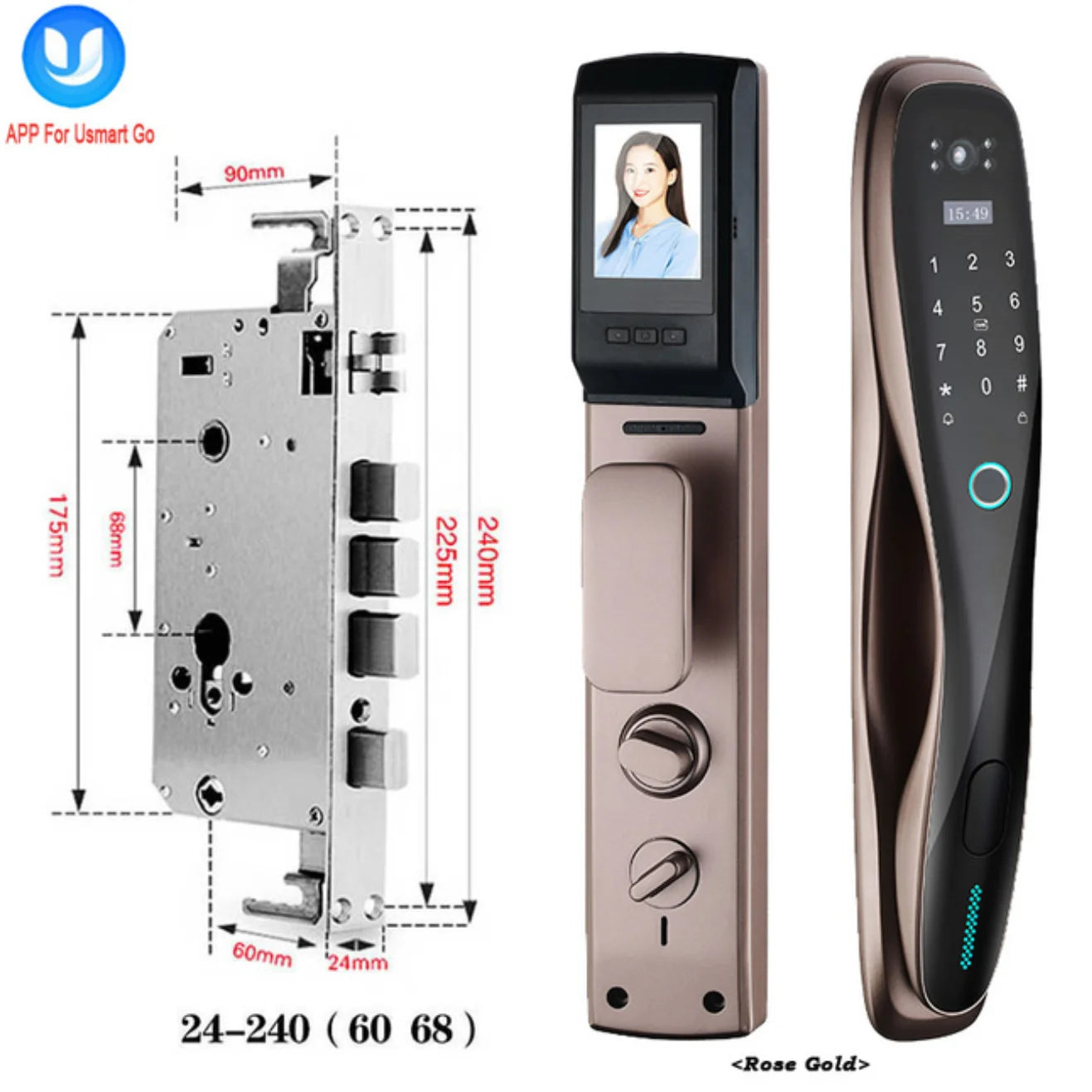 High Quality Smart Biometric Door Lock Automatic Fingerprint Recognition WIFI Video Intercom Mobile App Control Aluminum Alloy