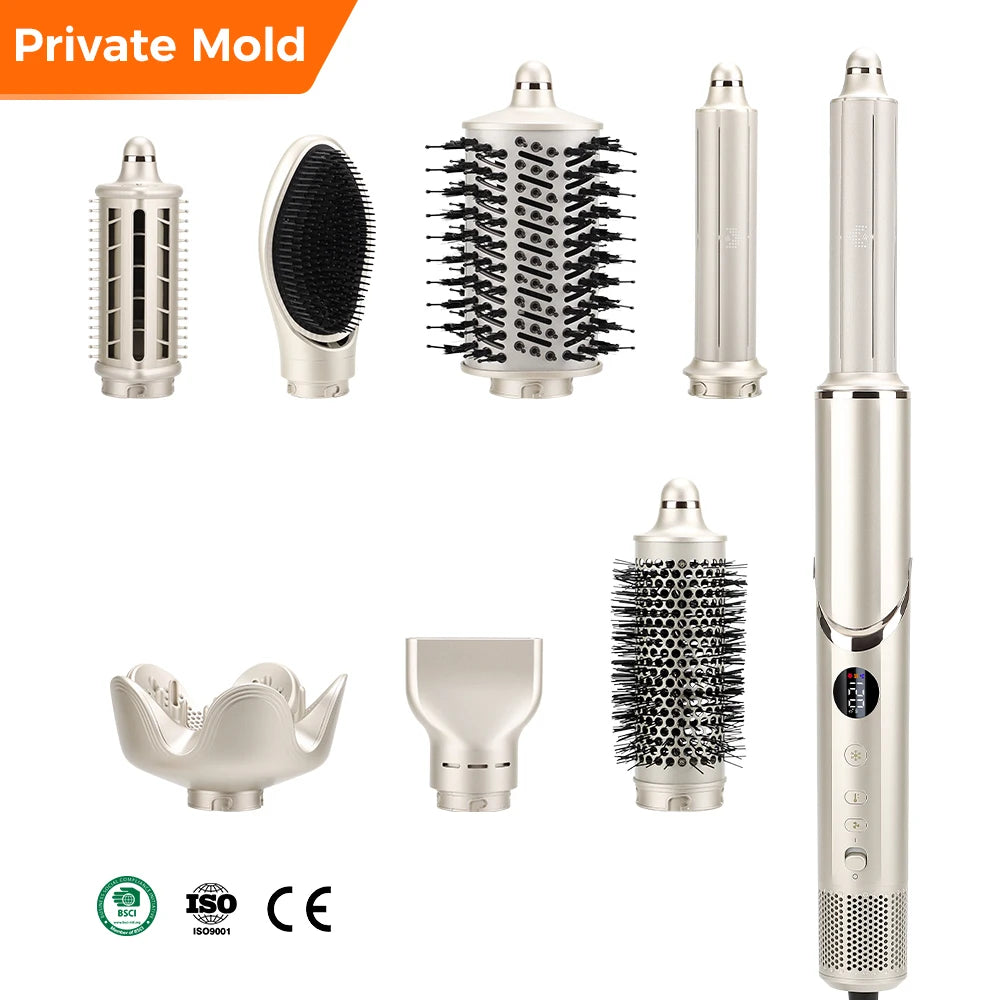 8 in 1 Premium Quality Hair Dryer Multi Styler Auot Hair Curler Hot Air Brush 110000Rpm Blow Dryer Volumizer Set
