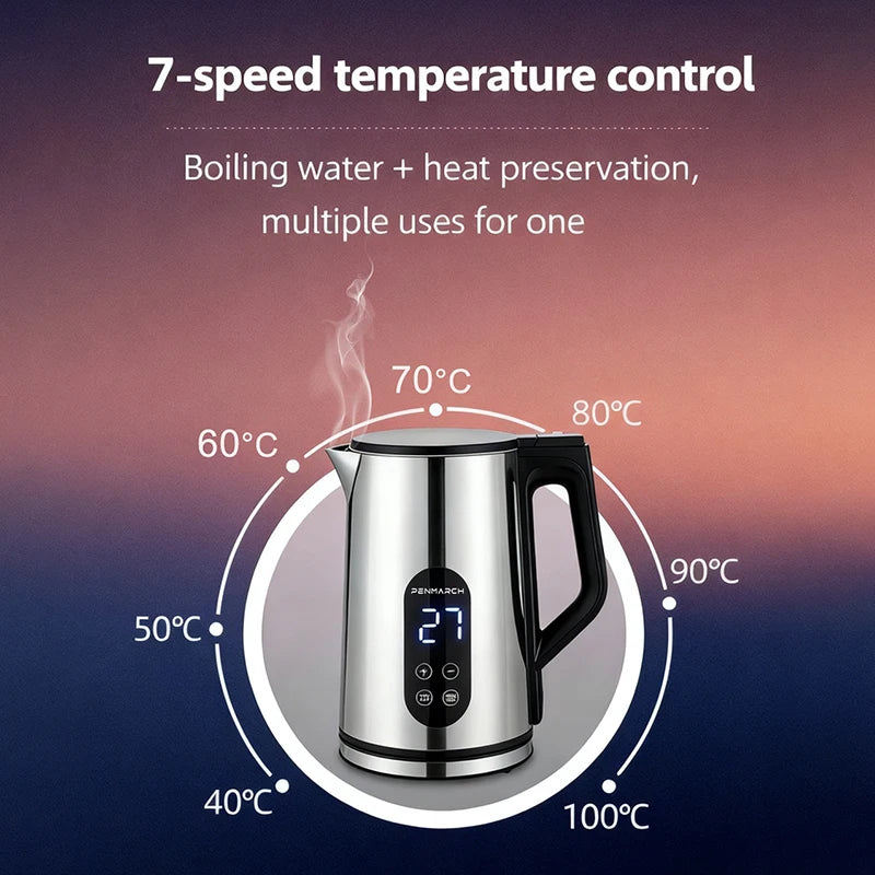 Multifunctional Excellent Modern Electric Kettle  Stainless Steel Design with Temperature Control for Home Tea Coffee Brewing