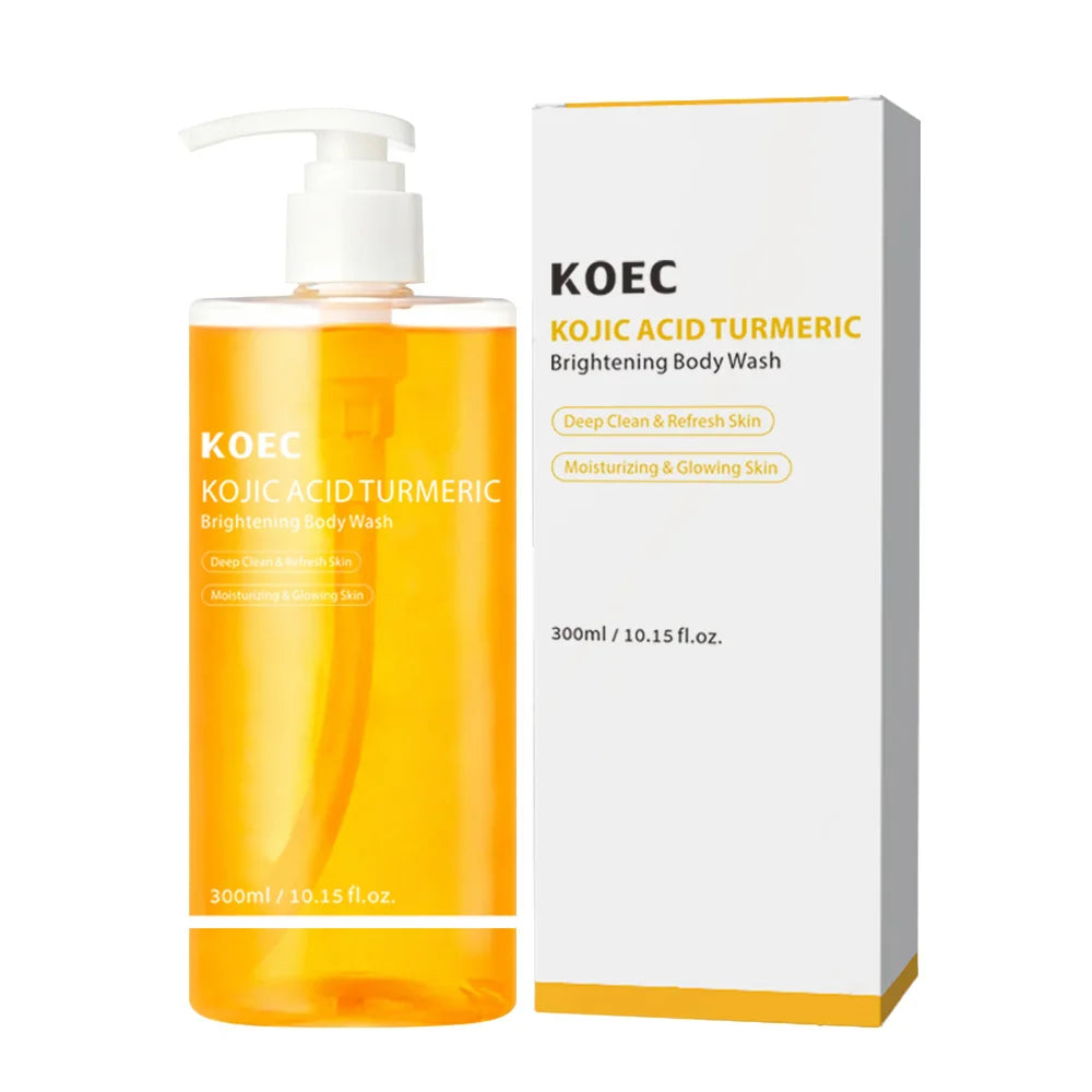 KOEC Kojic Acid Turmeric Body Wash Deep Cleansing Brightening Moisturizing Exfoliating Shower Gel Body Scrub for Women & Men