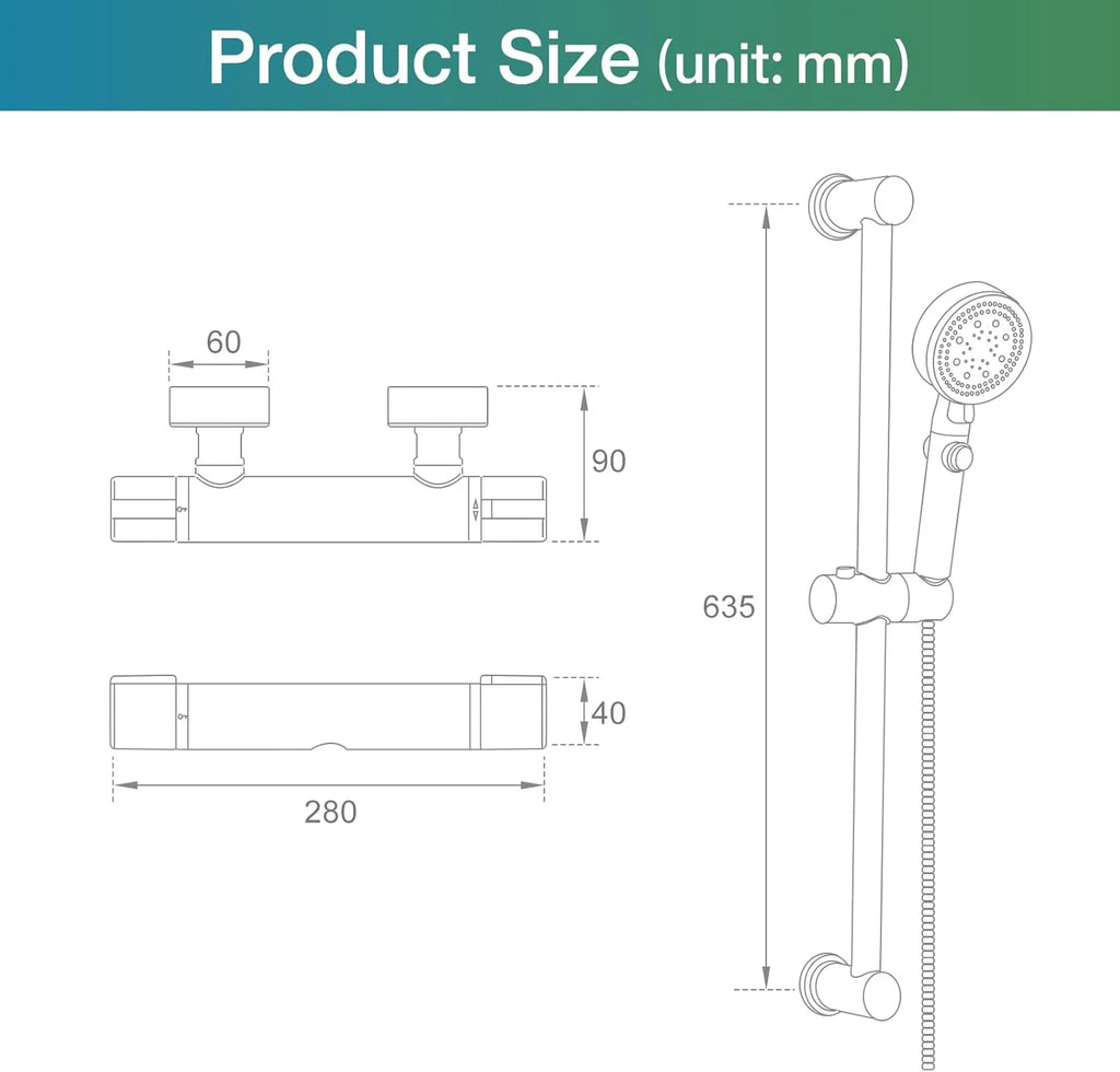Brass Chrome Thermostat Mixer Valve Cold Hot Water Shower Faucet Rain Soft Jet Slide Bar Modern Design Hotel Apartment Washrooms