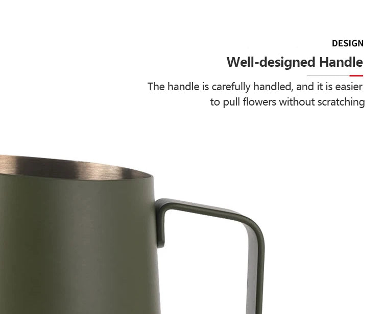 Coffee Milk Jug  Measuring Tool with Handle Metal Pitcher Bevel 304 Stainless Steel Latte Art Cappuccino Espresso Frothing Cup