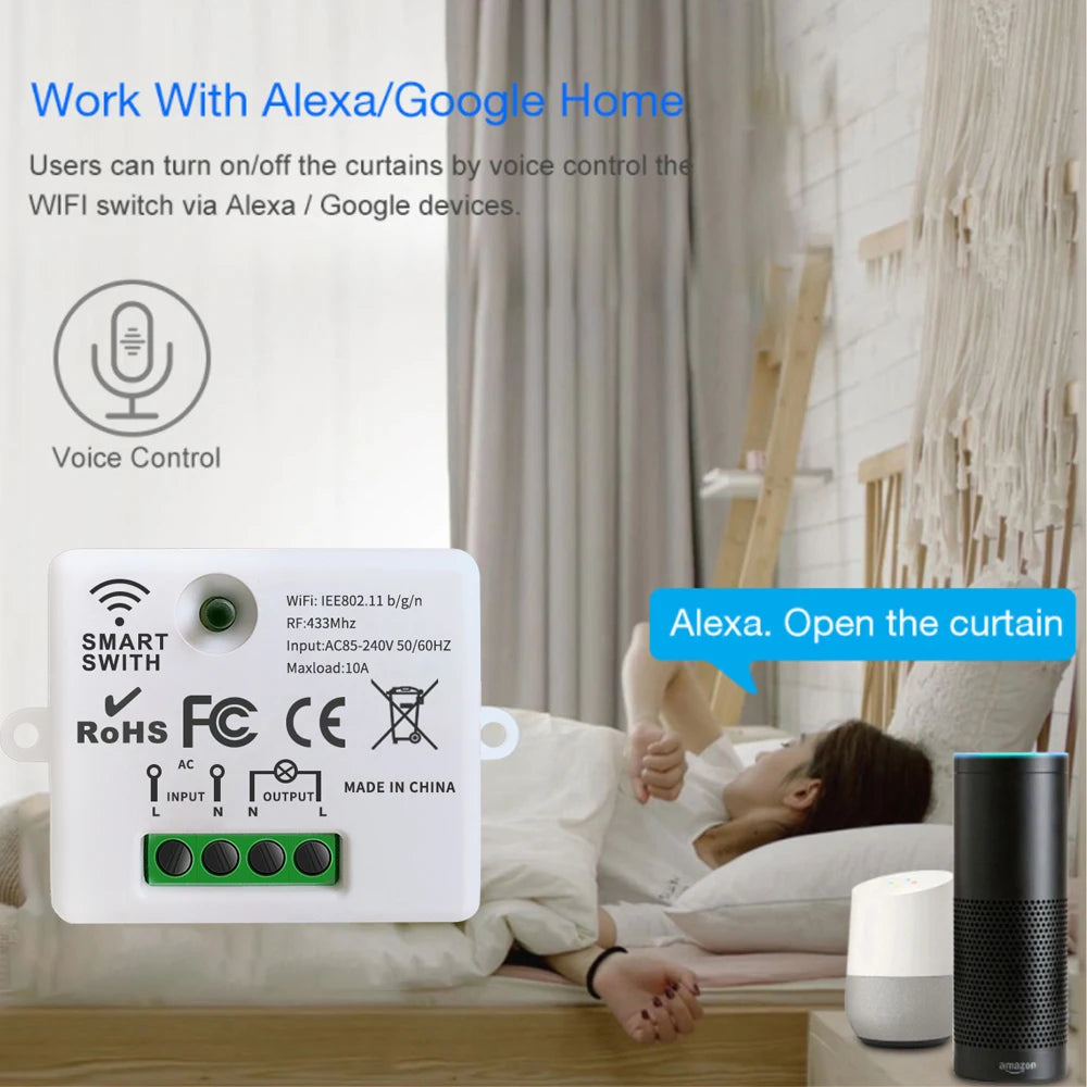 Mini Module WIFI Tuya Smart Light Switch Wall Panel Push Button Switch 433MHZ Wireless Electrical Home Remote Control 220V 10A