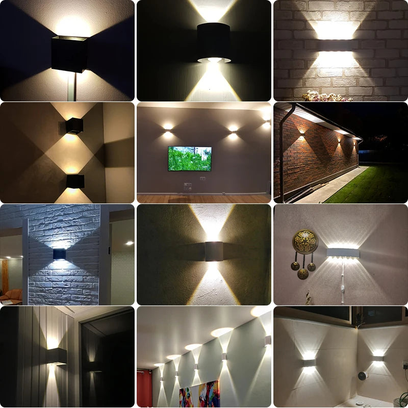 LED Wall Lamps Interior Wall Light IP65 Waterproof Aluminum Indoor Outdoor Lighting Wall Lamp Outside Wall Lights Living Room
