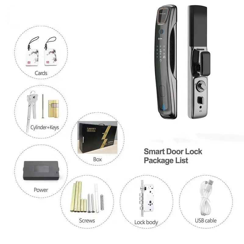 Wholesale Automatic Fingerprint Lock WIFI Door Tuya Multi-functional Digital Biometric Card Smart Door Lock With Doorbell