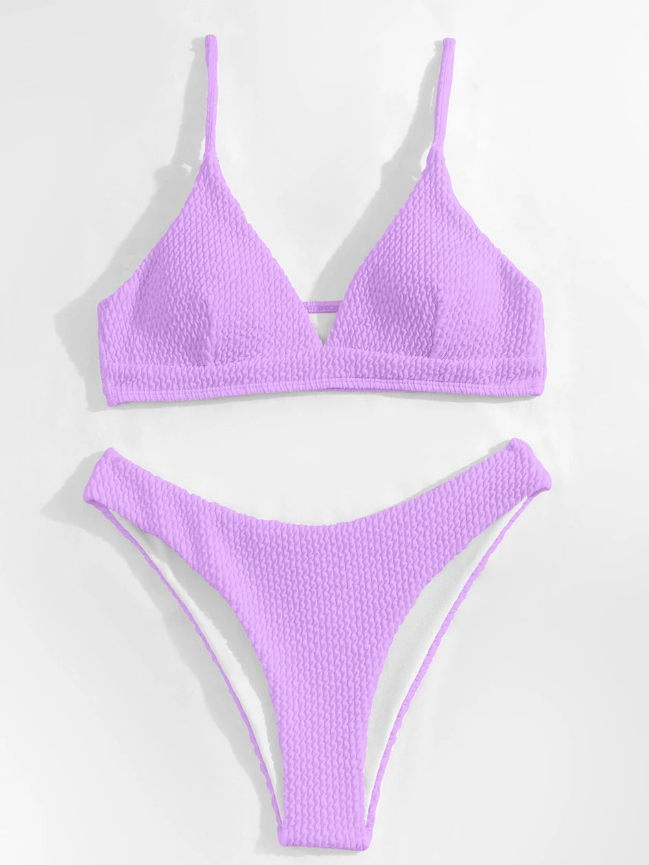 Bikini 2026 Women Swimsuit Sexy Swimwear Plain Rib Feminine Bikinis Set Thong Woman 2 Pieces Brazilian Bathing Suit Beach Wear