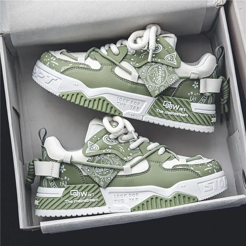 2025 Men's Casual Lace-up Closure Walking Style Shoes Niche Original Flat Sport Design Thick Sole Height Increasing Bread Trend
