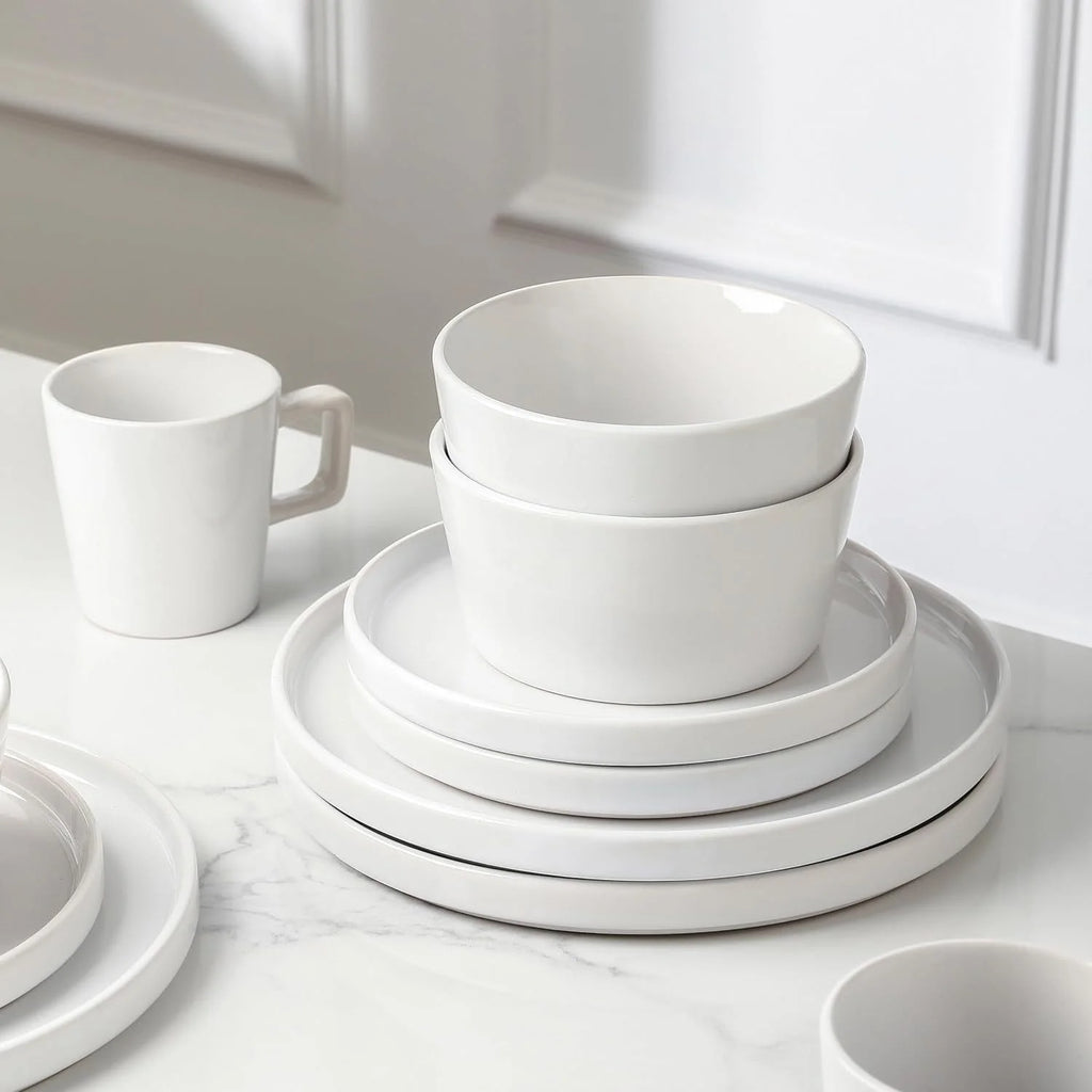 Black 16-piece and 4-piece Tableware Set for Four People Ceramic Plates for Wedding Parties