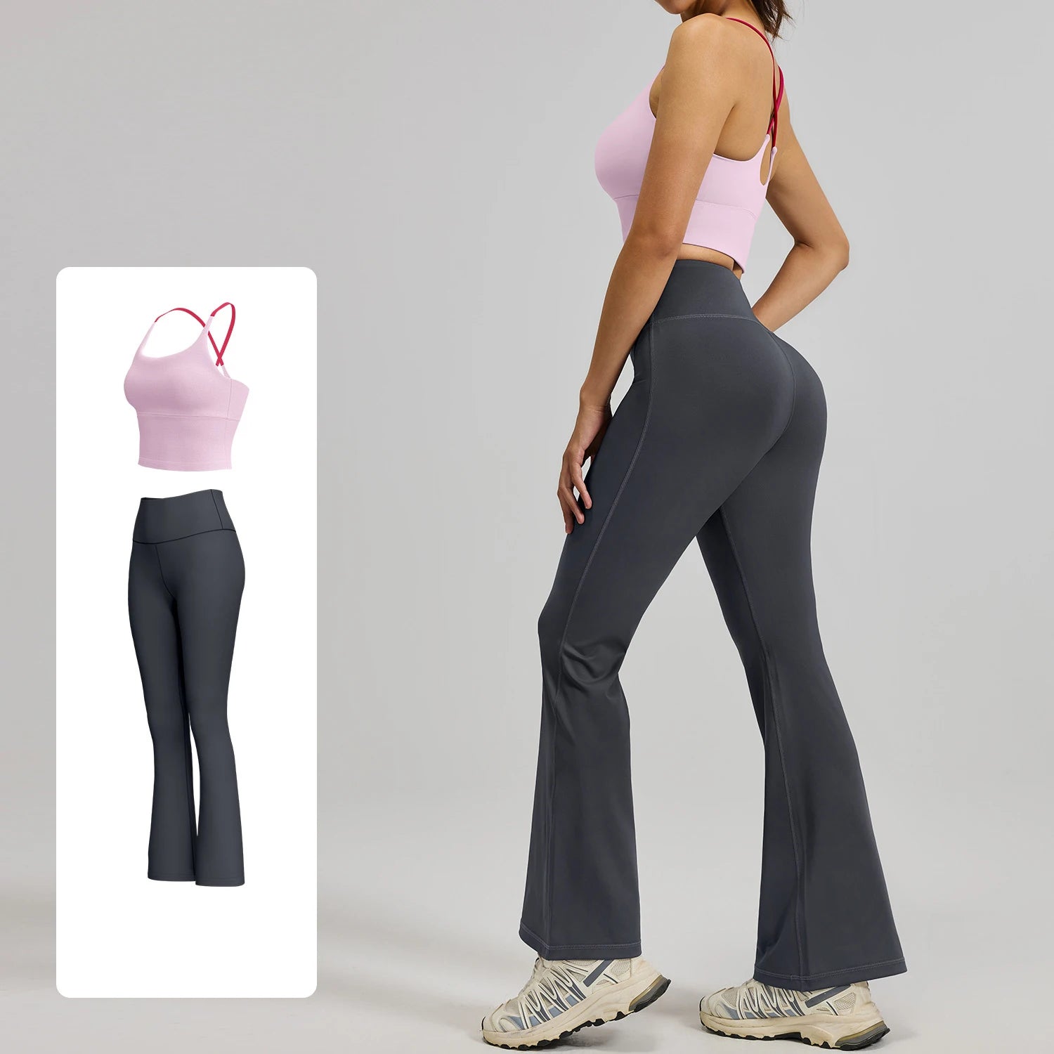 High Quality Women Gym Set Shock Proof Blocking Color Bra High-waisted Butt Scrunch Buttery Soft Fitness Set for Outdoor Running