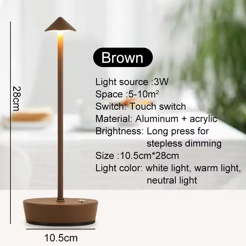 Rechargeable Cordless LED Table Lamp with Touch Control Dimmable & Eco-Friendly Modern Design for Bedroom Use