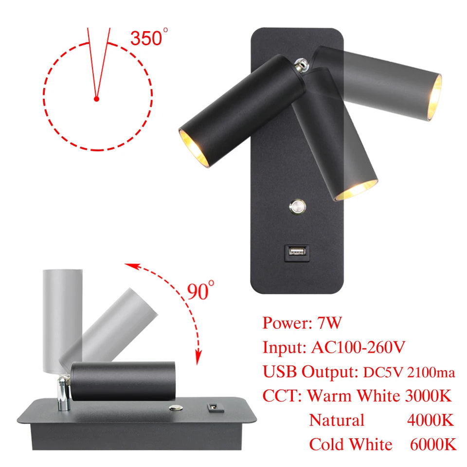 Indoor led wall lamps DC5V USB charge led  wall light bedroom modern wall lamp stair study livingroom sconce
